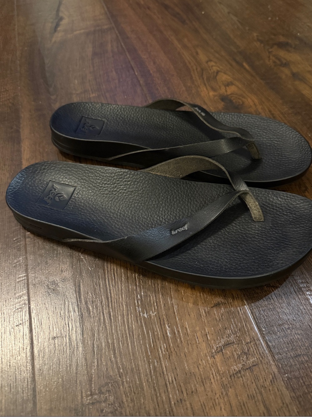 Reef Black Textured Footbed Flip Flops